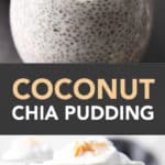 Coconut Chia Pudding Recipe: this chia pudding recipe is thick & creamy, with luscious texture and sweet coconut flavor. 5 ingredient, Vegan, Healthy, Dairy-Free, GF! #ChiaPudding #Vegan #Dessert #Coconut | Recipe at BeamingBaker.com