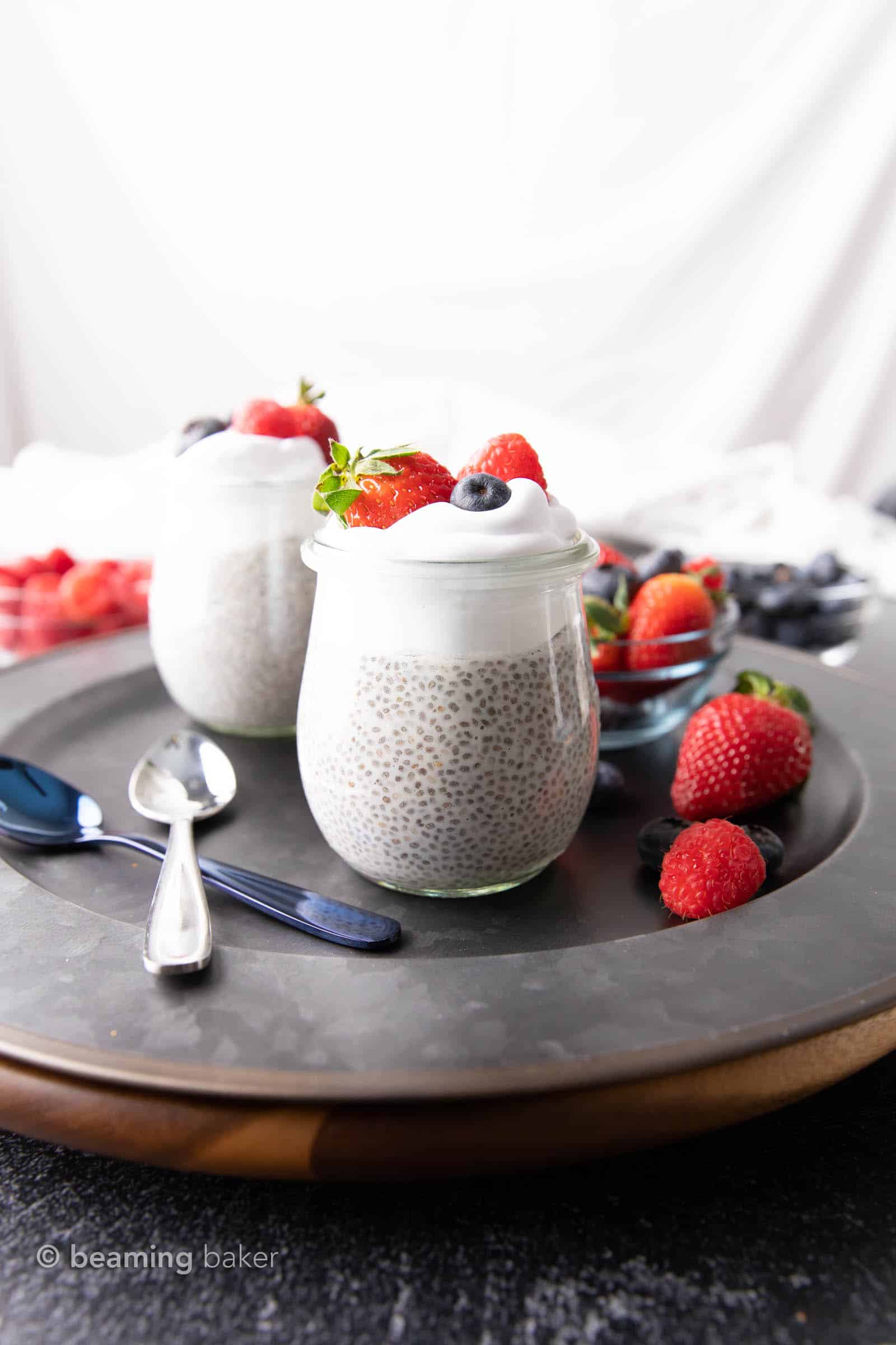 How to Make Chia Pudding: learn how to make chia pudding that’s rich and creamy. The best 3 ingredient chia pudding! #ChiaPudding #ChiaSeeds #ChiaRecipe | Recipe at BeamingBaker.com