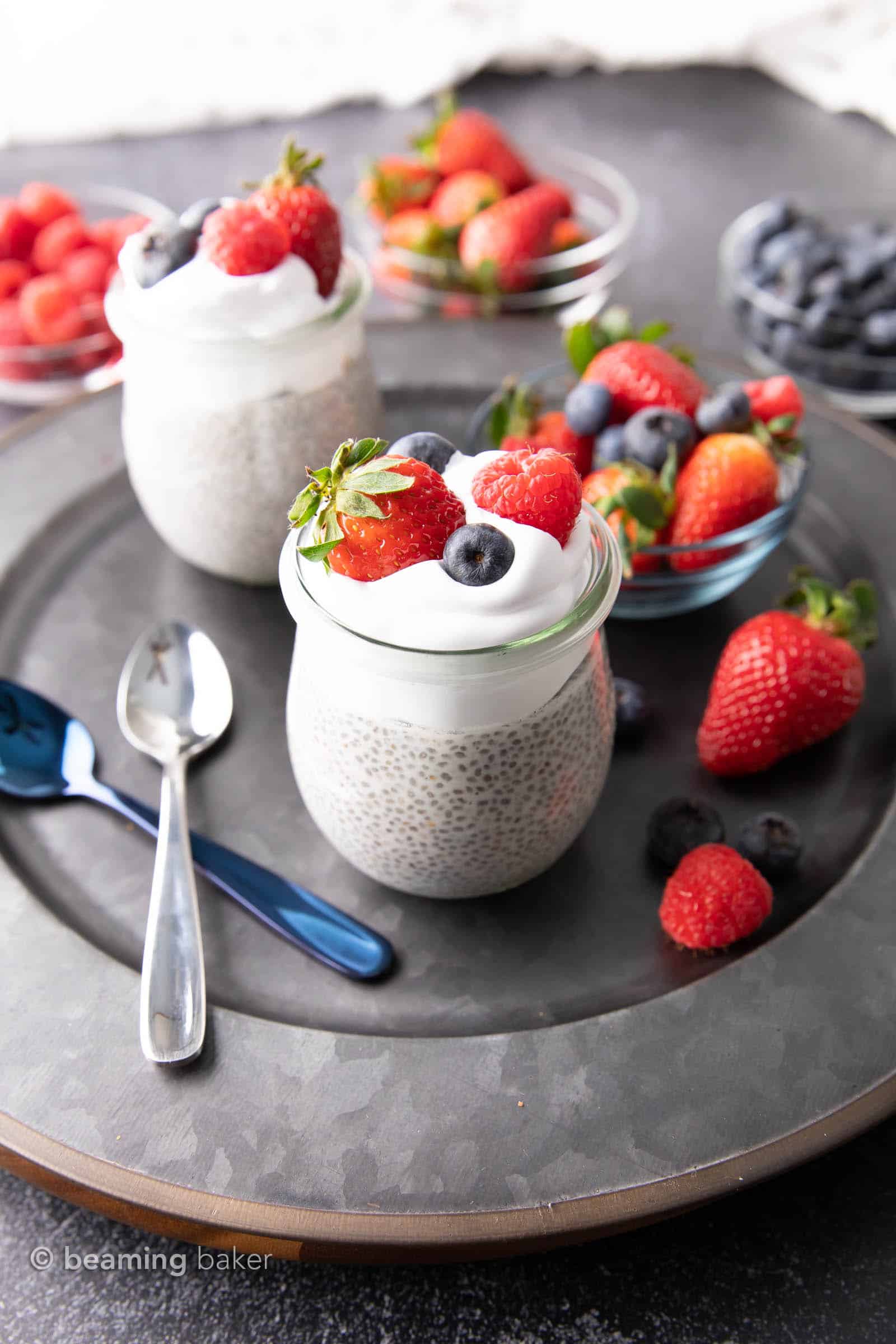 How to Make Chia Pudding: learn how to make chia pudding that’s rich and creamy. The best 3 ingredient chia pudding! #ChiaPudding #ChiaSeeds #ChiaRecipe | Recipe at BeamingBaker.com