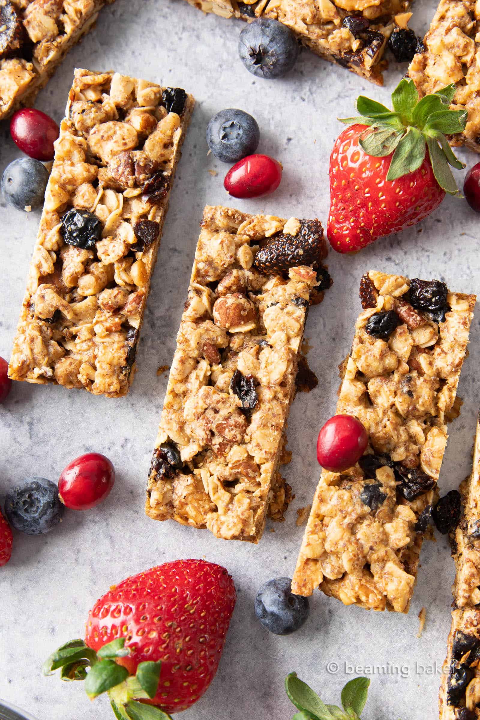 Healthy Berry Granola Bars Vegan GF Beaming Baker