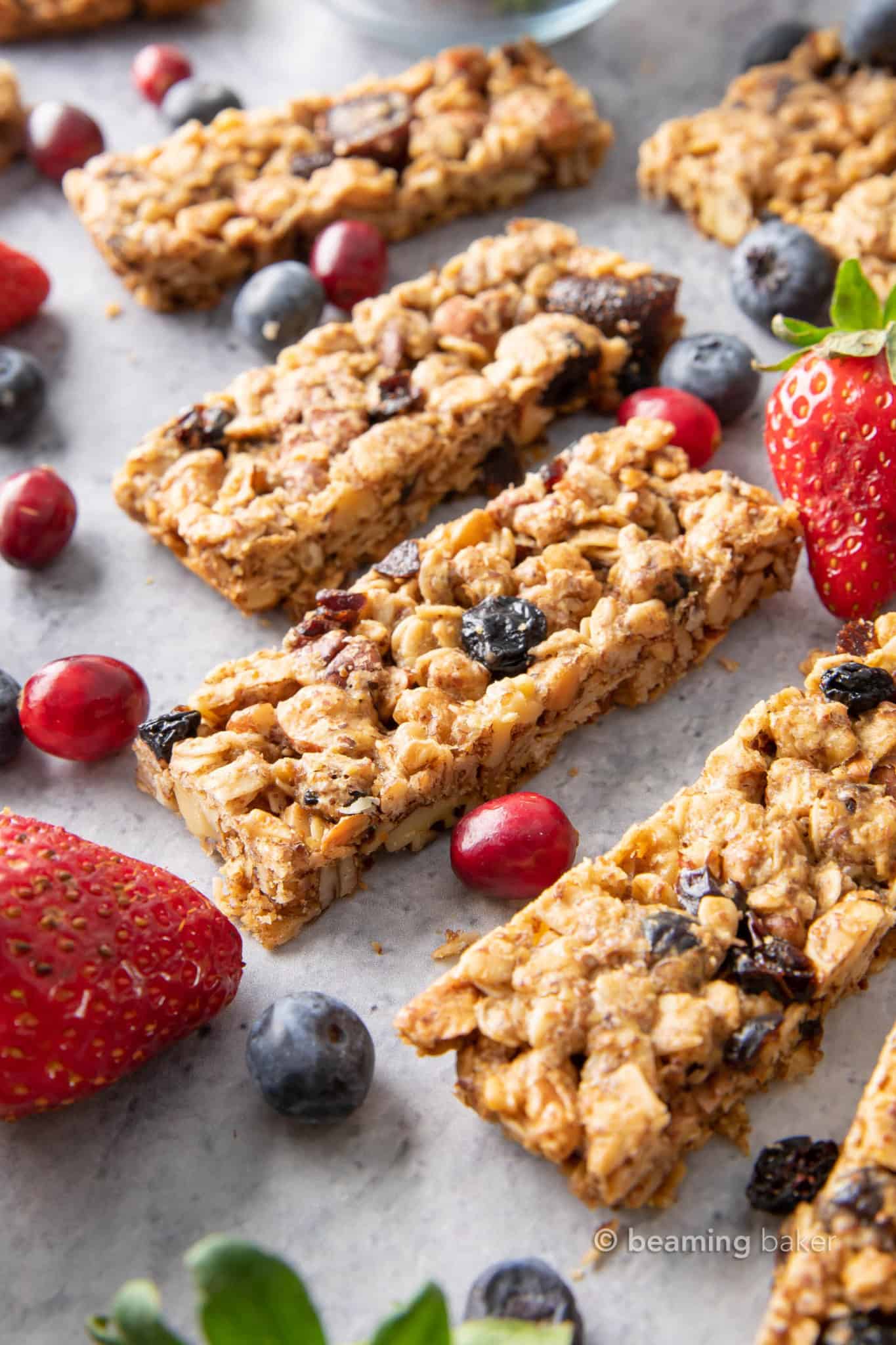 Healthy Berry Granola Bars (Vegan, GF) - Beaming Baker