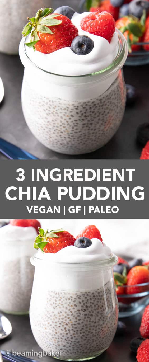 How to Make Chia Pudding: learn how to make chia pudding that’s rich and creamy. The best 3 ingredient chia pudding! #ChiaPudding #ChiaSeeds #ChiaRecipe | Recipe at BeamingBaker.com