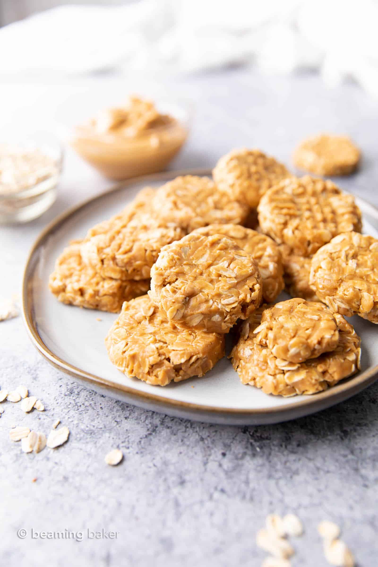Easy Peanut Butter No Bake Cookies – 3 Ingredients! - Beaming Baker