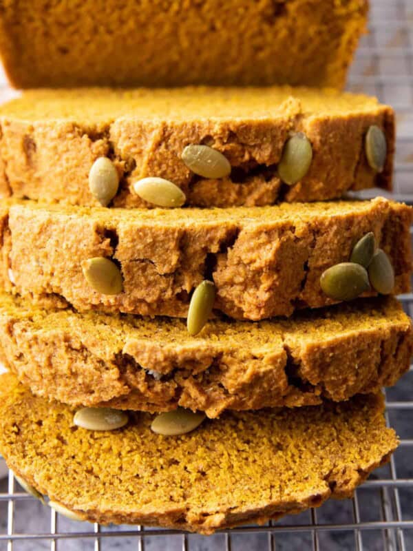 Gluten Free Pumpkin Bread (GF): this gluten free pumpkin bread recipe yields moist & satisfyingly dense GF pumpkin bread that’s lightly fluffy. The best gluten free pumpkin bread recipe—1-bowl, rich, warm pumpkin flavors & lightly sweet. #PumpkinBread #GlutenFree #Pumpkin #GF | Recipe at BeamingBaker.com