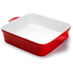 Red 8-inch Square Porcelain Baking Pan