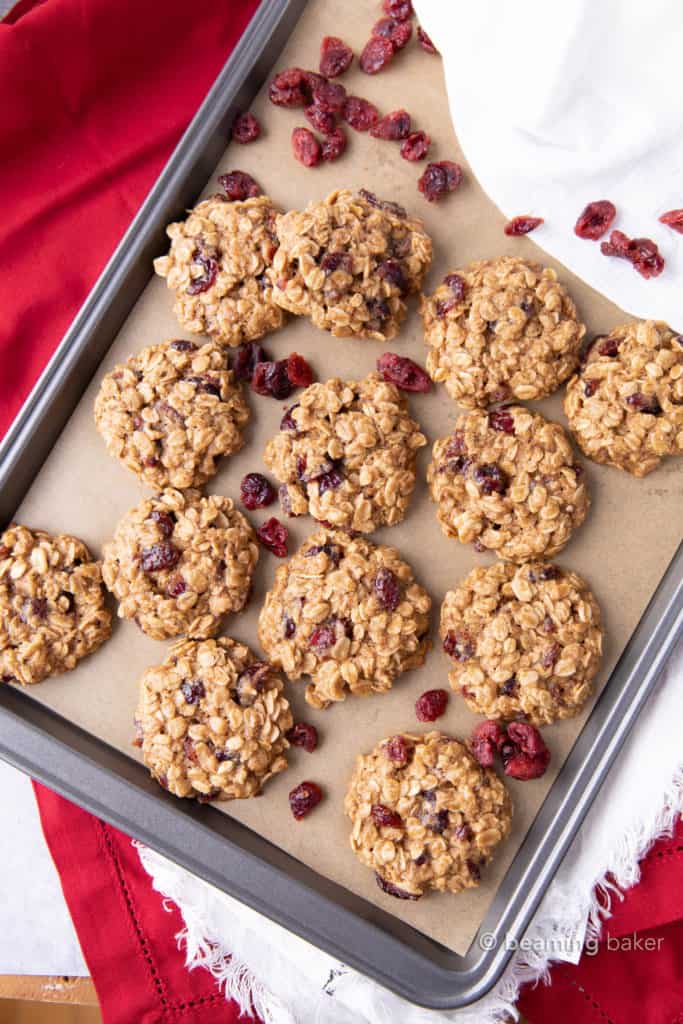Healthy Vegan Oatmeal Cranberry Cookies Beaming Baker