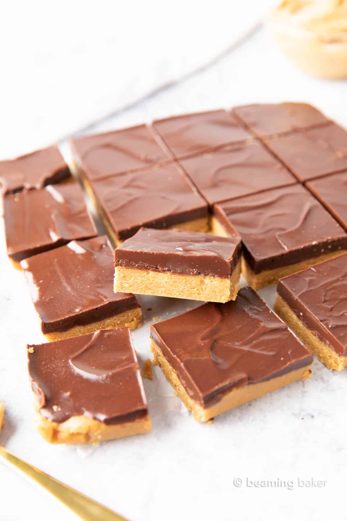 Keto Peanut Butter Bars 4 Ingredient! Beaming Baker
