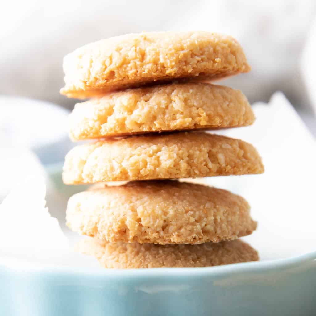 4 Ingredient Crunchy Vegan Coconut Cookies - Beaming Baker
