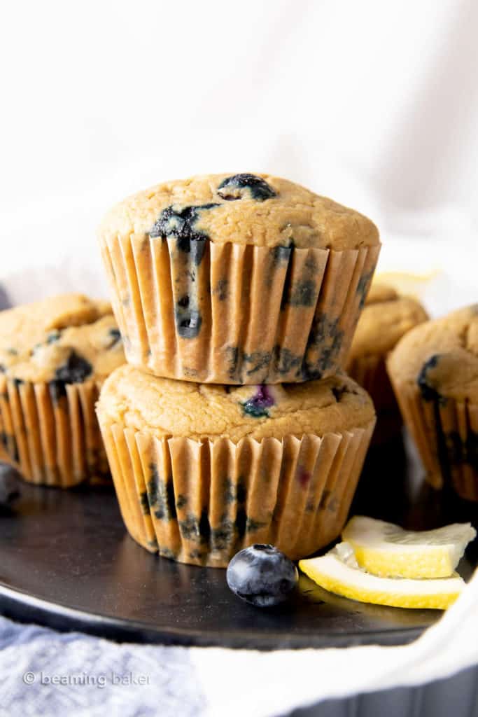 Healthy Lemon Blueberry Muffins - Beaming Baker