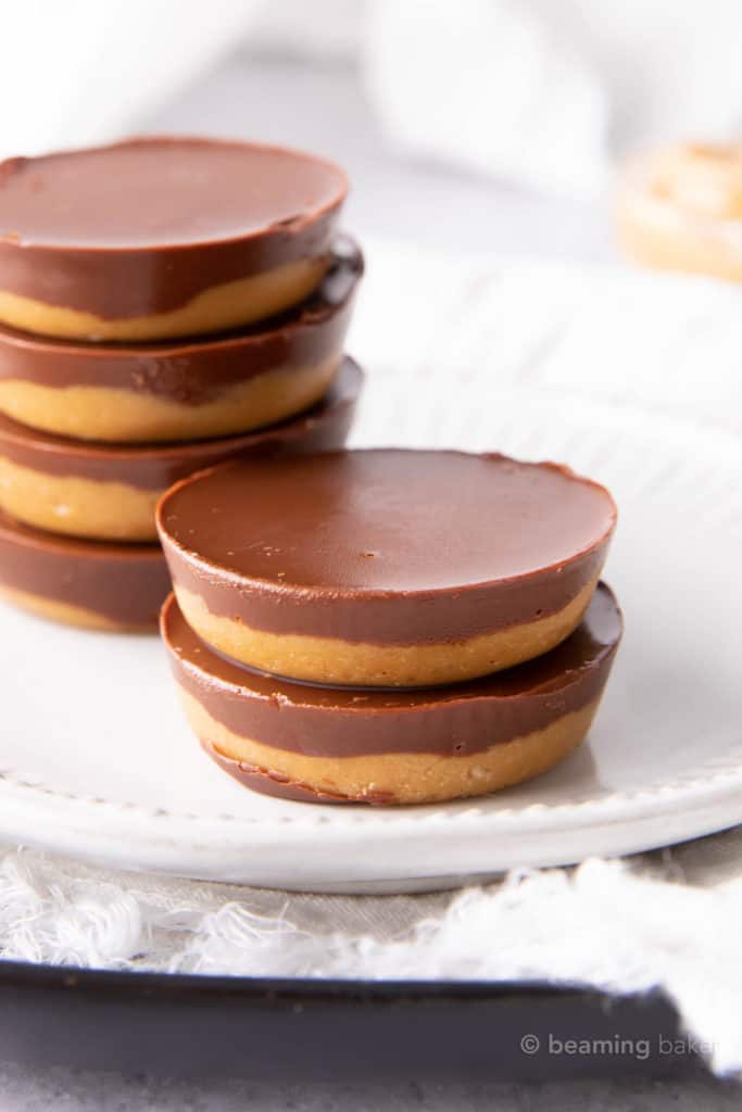 4 Ingredient Dark Chocolate Peanut Butter Cups Vegan Beaming Baker   Dark Chocolate Peanut Butter Cups Vegan 1 683x1024 