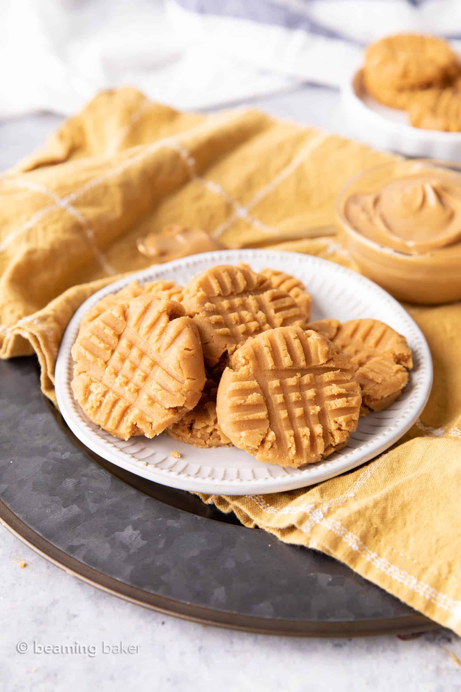 Keto No Bake Cookies: an easy 3 ingredient recipe for keto no bake peanut butter cookies! So easy to make, so delicious to eat. Low Carb. #Keto #NoBake #KetoCookies #PeanutButter | Recipe at BeamingBaker.com