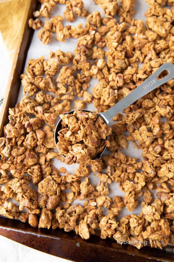 4 Ingredient Healthy Almond Butter Granola - Beaming Baker