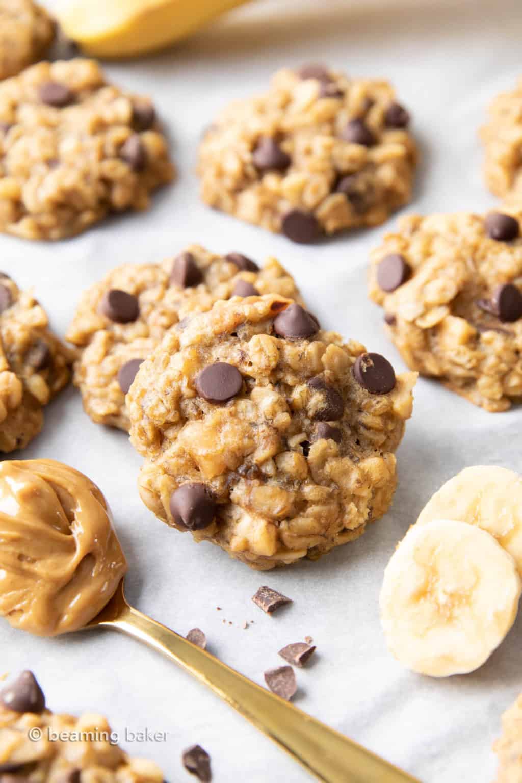 Peanut Butter Banana Oatmeal Cookies Healthy Recipe Beaming Baker 7659