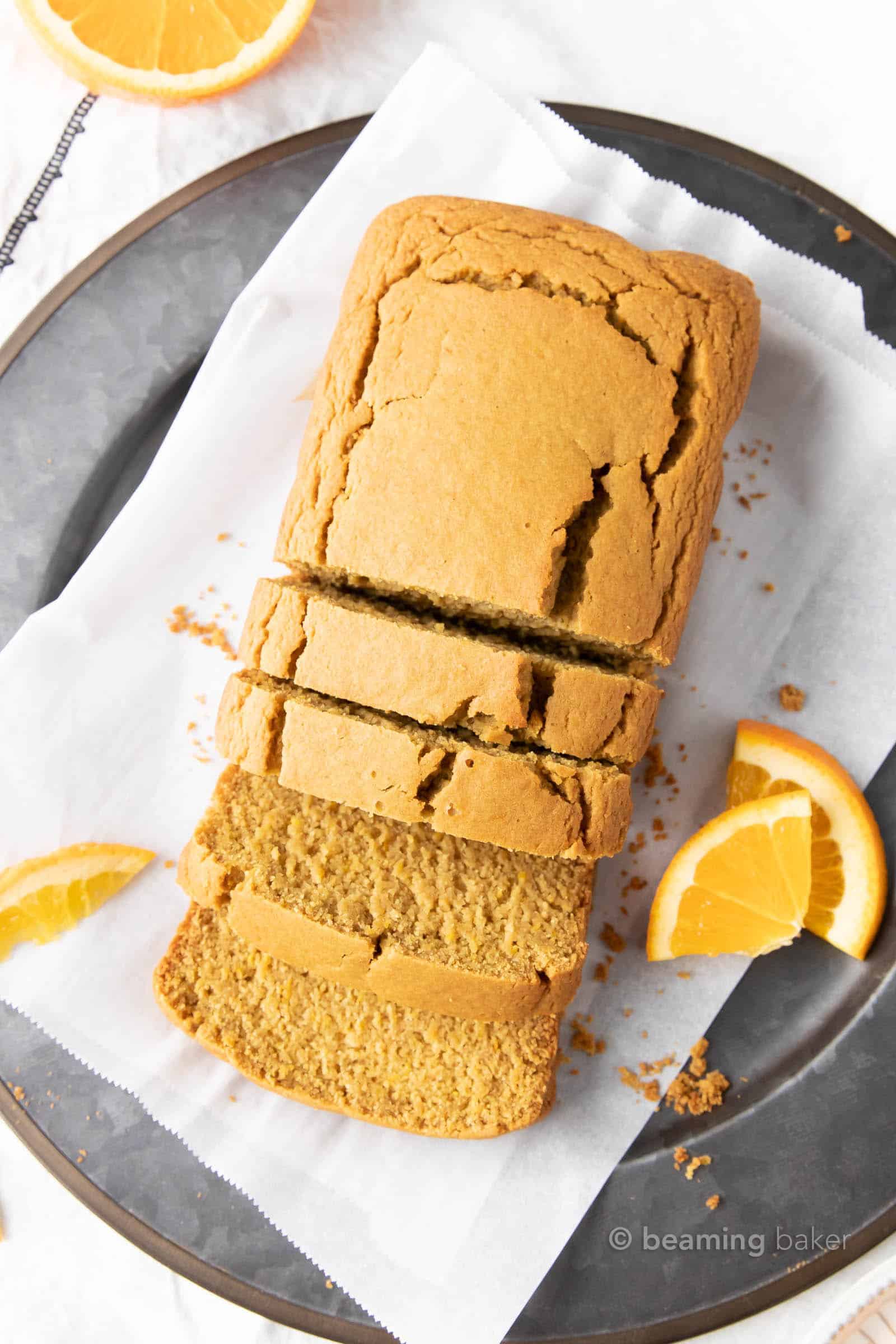 Deliciously Healthy Orange Bread: soft ‘n moist healthy orange bread made with healthy, whole ingredients. Bursting with bright orange flavor. #Healthy #Orange #Bread | Recipe at BeamingBaker.com