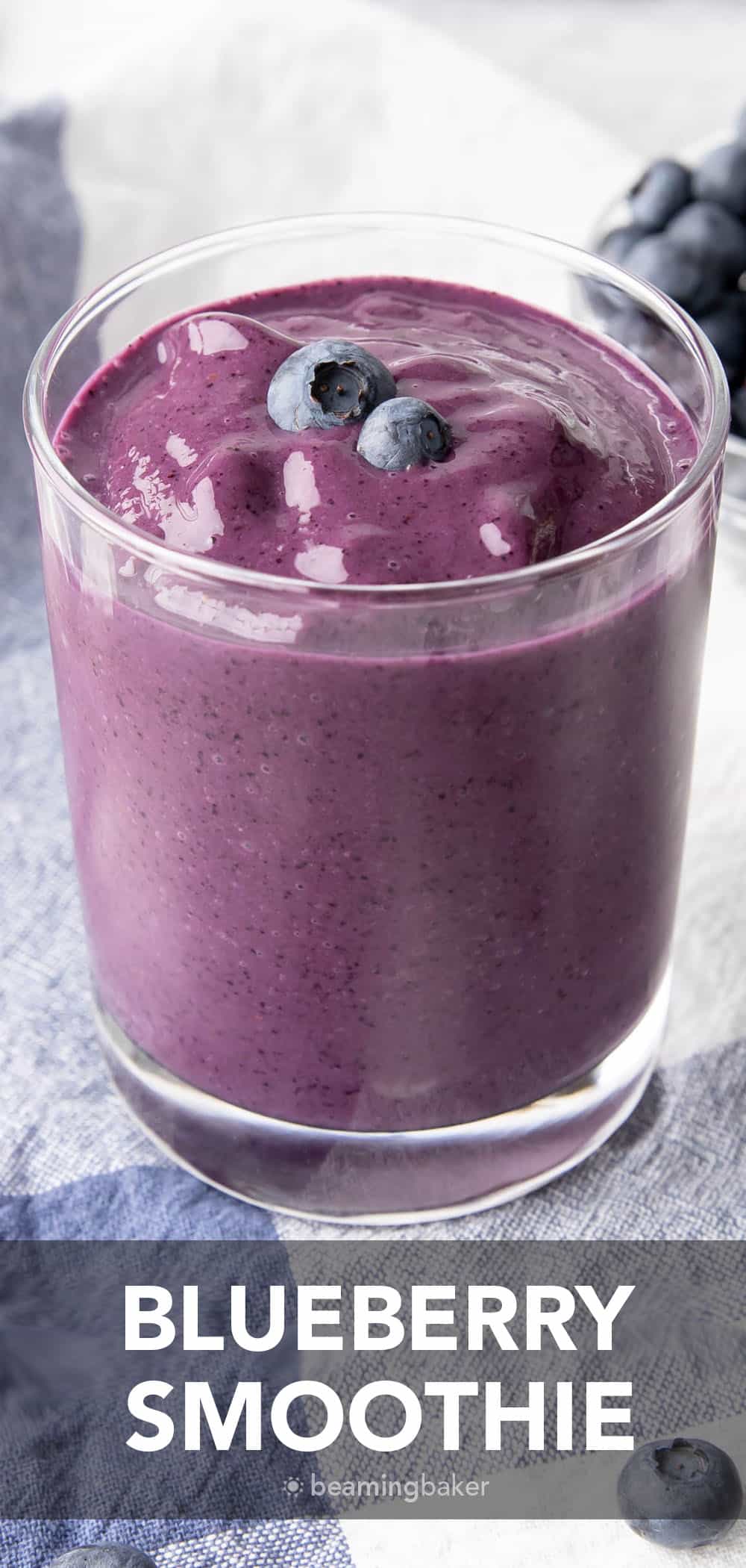 Blueberry Smoothie: just 3 ingredients for the easiest blueberry smoothie recipe ever! The best blueberry smoothie—just minutes to prep for a healthy & refreshing smoothie! #Blueberry #Smoothie #Blueberries #Smoothies | Recipe at BeamingBaker.com