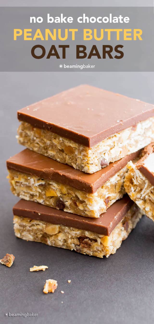 Chocolate Peanut Butter Oat Bars - Beaming Baker