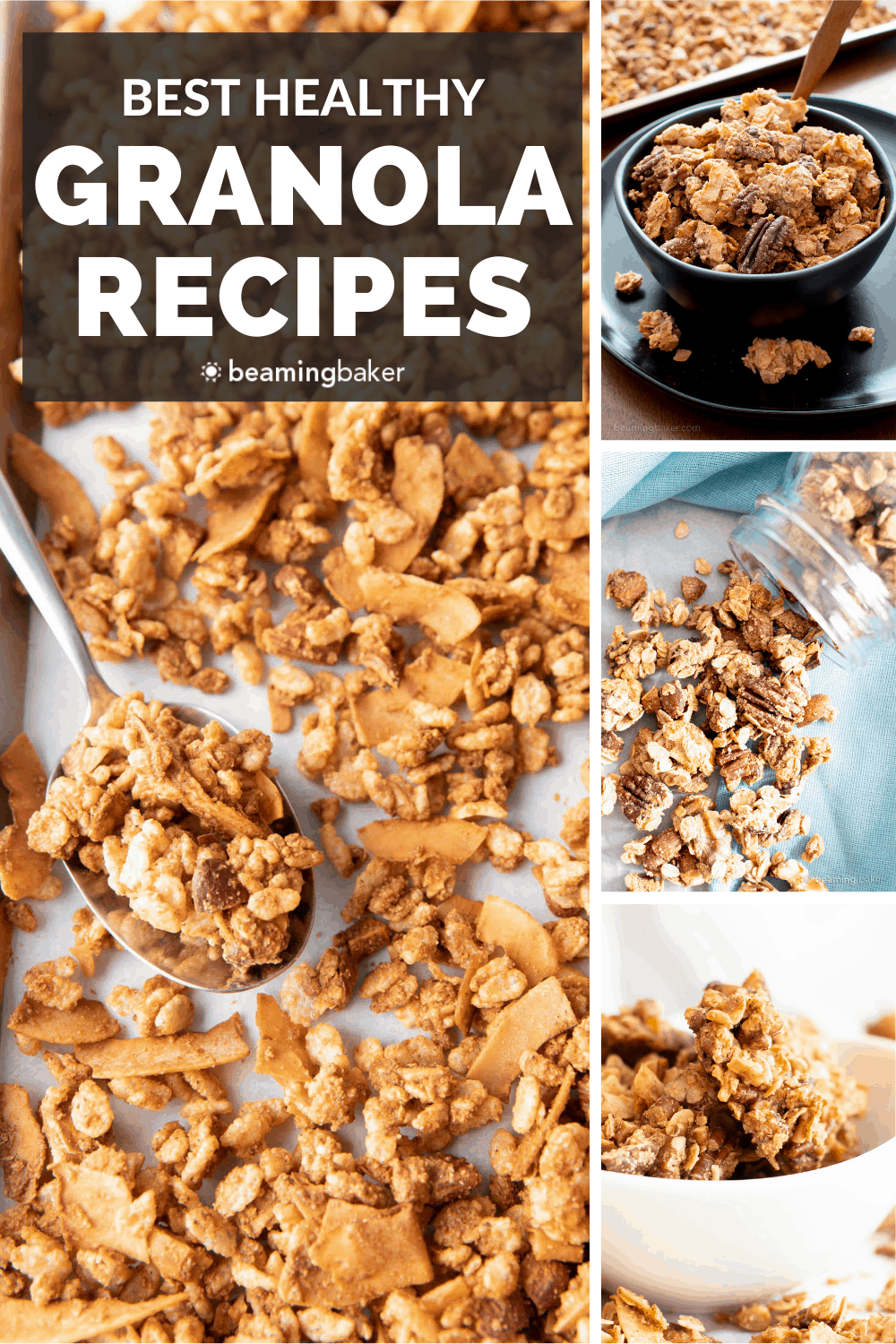 BEST Homemade Granola Recipes: check out the tastiest healthy granola recipes made with simple ingredients. From chocolate to low calorie, discover the best homemade granola recipes here! #Homemade #Granola #Healthy #Recipe | Recipes at BeamingBaker.com