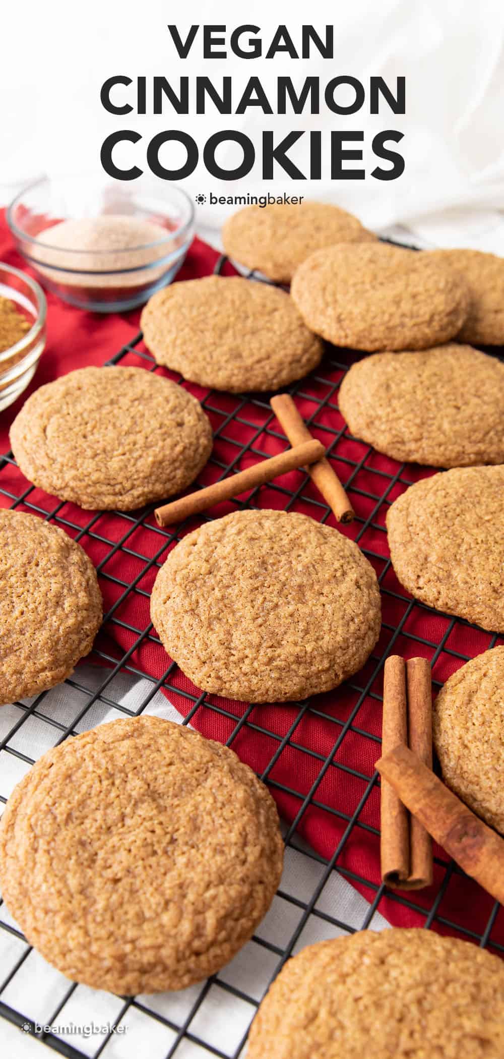 vegan cinnamon cookies pin image