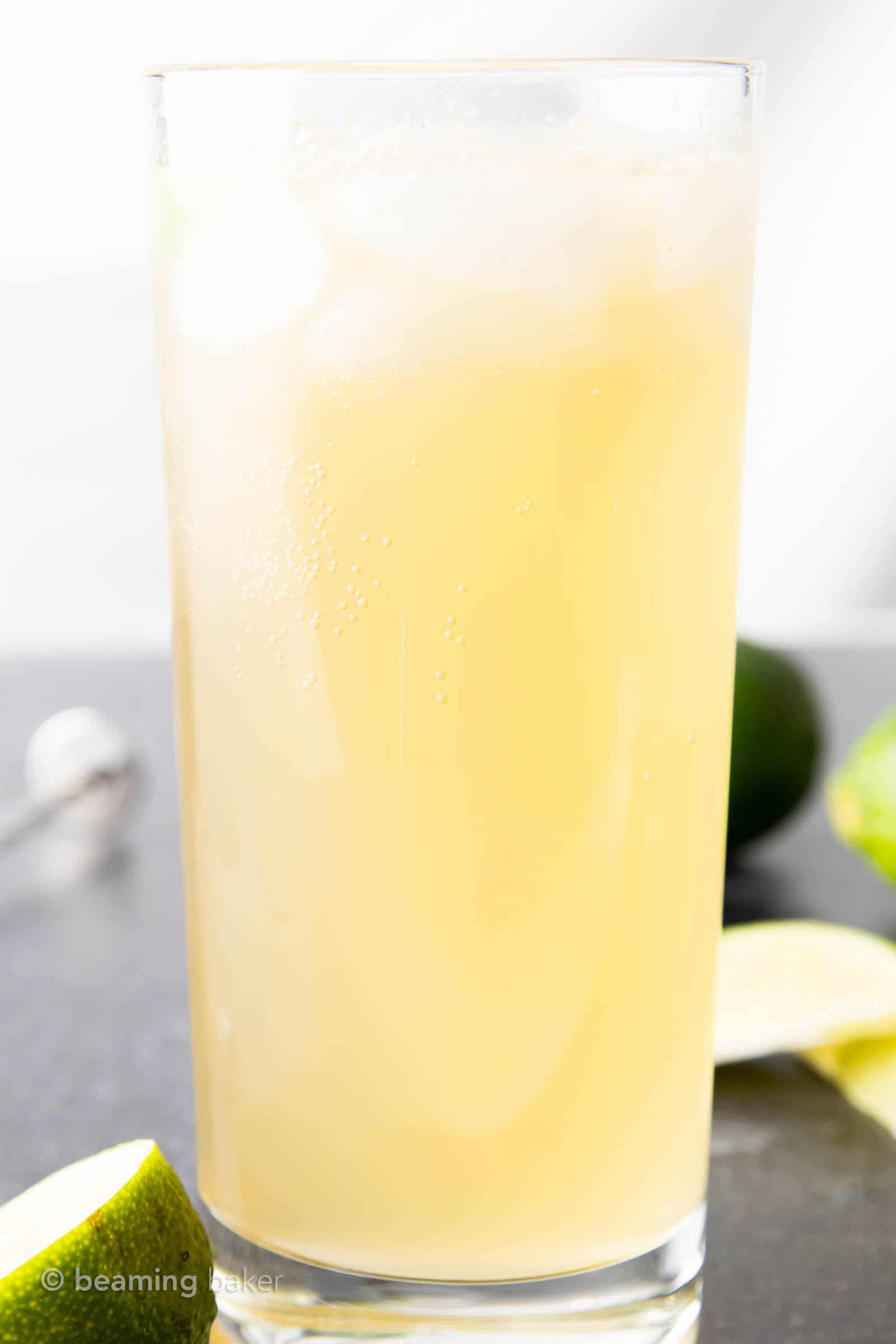 Closeup of fizzy bubbles created by ginger beer in Tennessee Mule