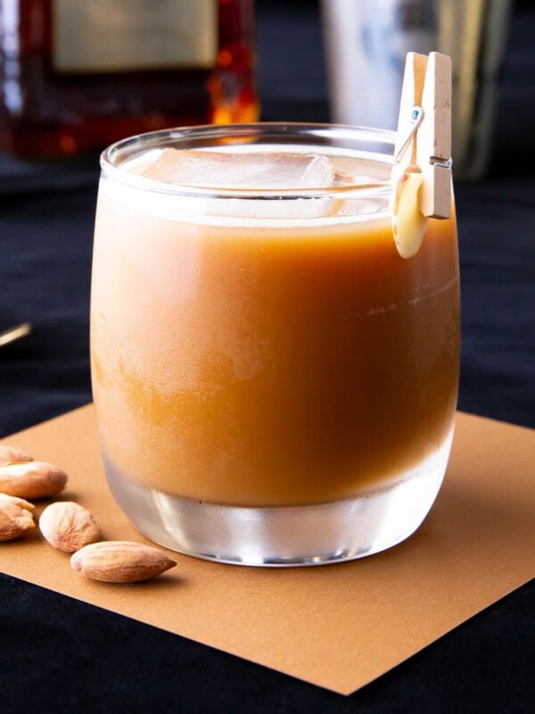 Toasted Almond Drink served on the rocks in an old fashioned glass