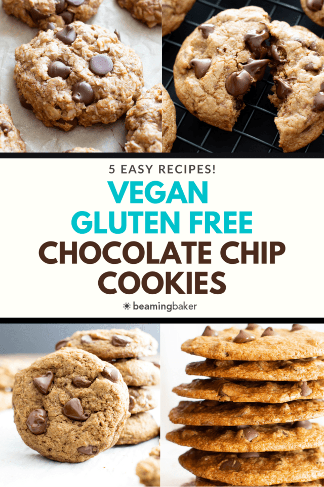 Vegan Gluten Free Chocolate Chip Cookies - 5 ways - Beaming Baker