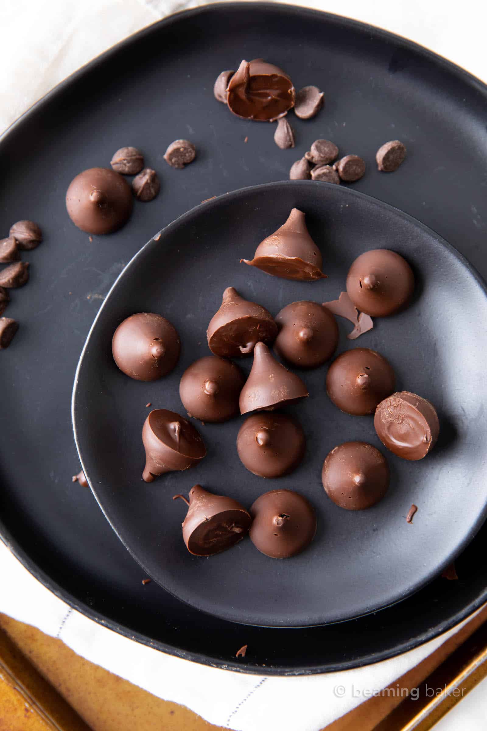 medium plate of vegan Hershey kisses