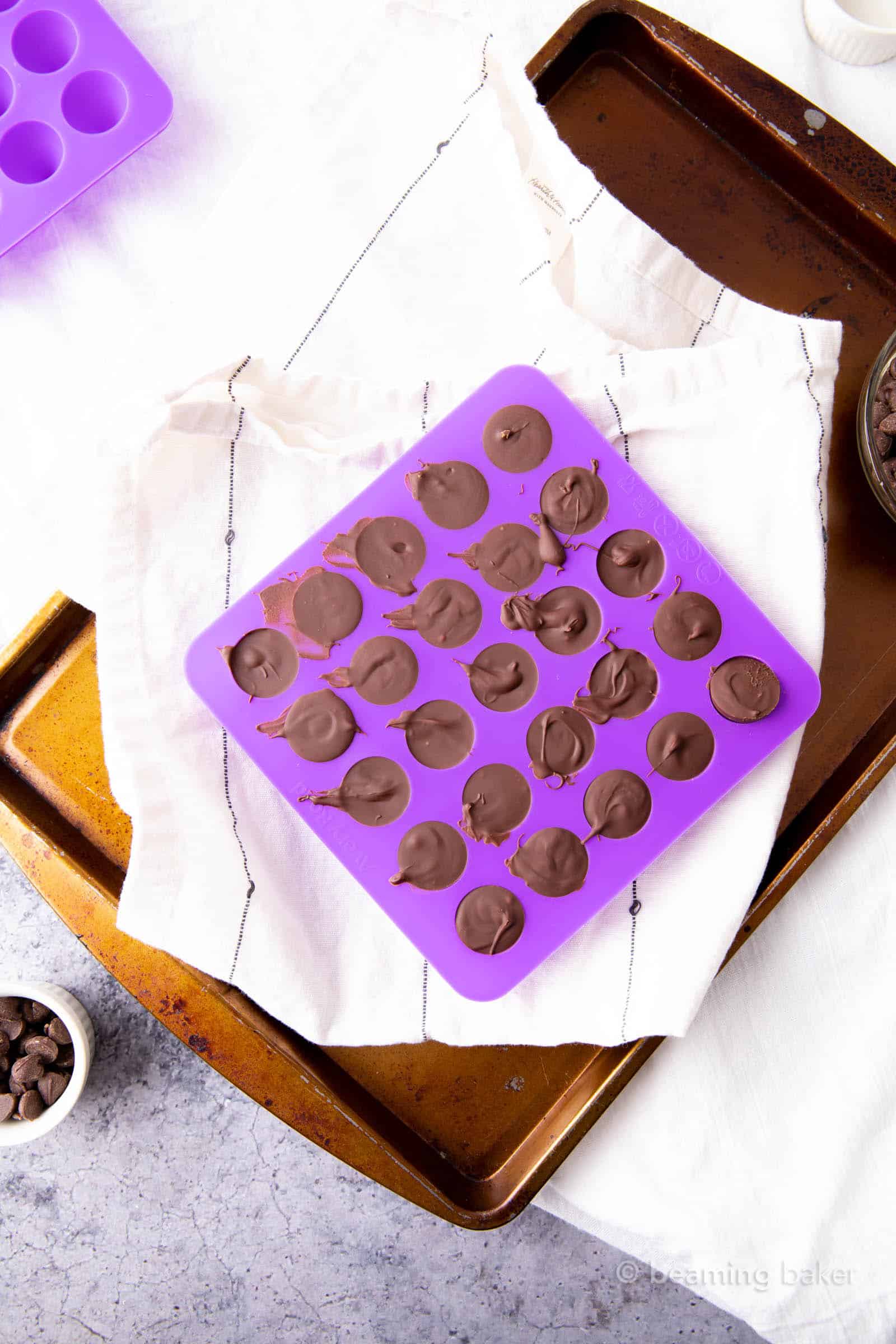 melting chocolate workstation for vegan Hershey kisses