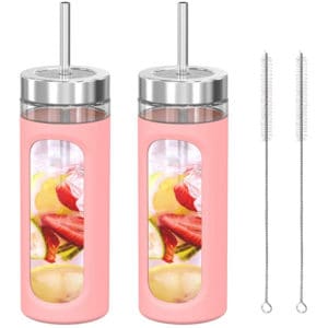 Pink Glass Smoothie Tumbler