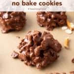 No Bake Chocolate Peanut Butter Pretzel Cookies short pin image