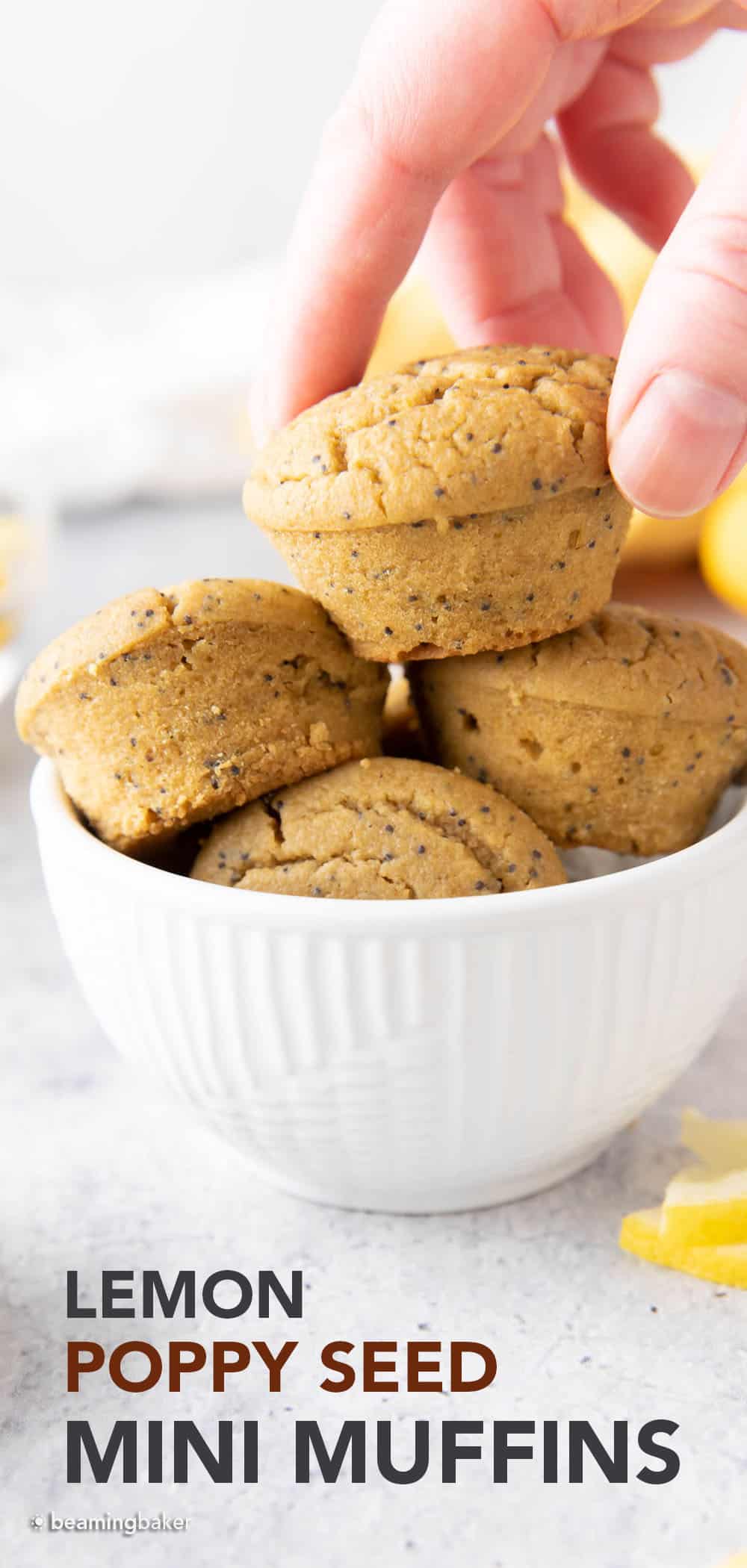 Mini Lemon Poppy Seed Muffins (V, GF) Beaming Baker