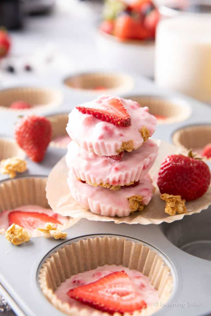 3 Ingredient Strawberry Yogurt Bites - Beaming Baker