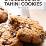 Tahini Chocolate Chip Cookies (Vegan) short pin image
