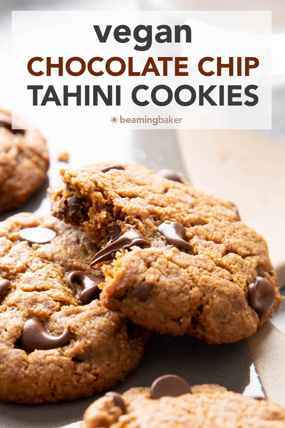 Tahini Chocolate Chip Cookies (Vegan) - Beaming Baker