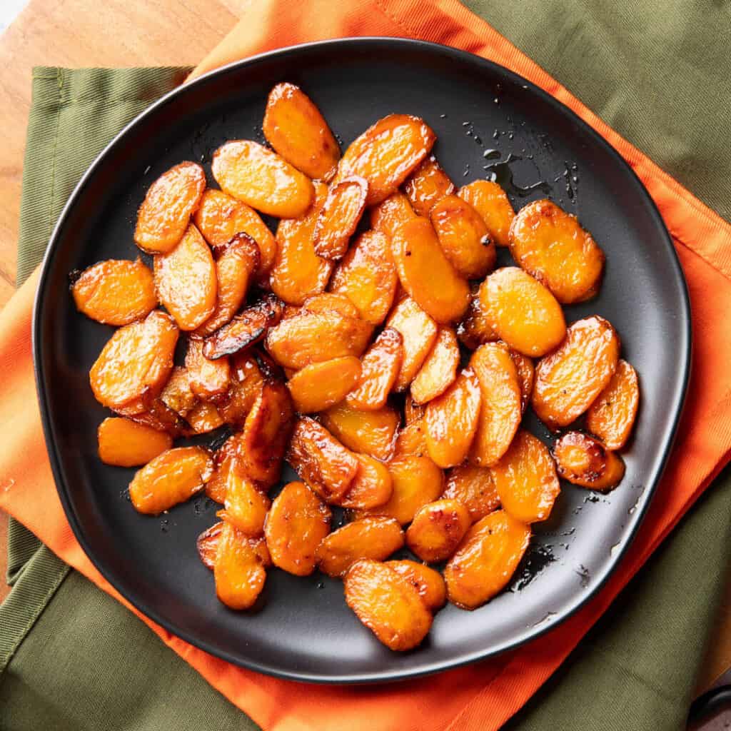 maple glazed carrots on a plate