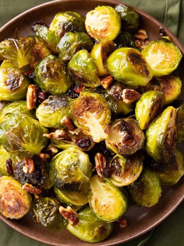 Maple brussels sprouts - one of the many vegetable side dish recipes in this post