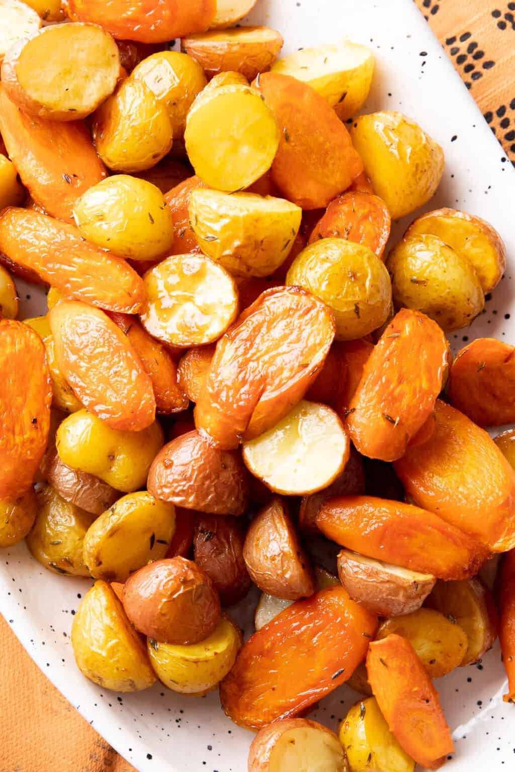 Roasted Potatoes And Carrots Beaming Baker