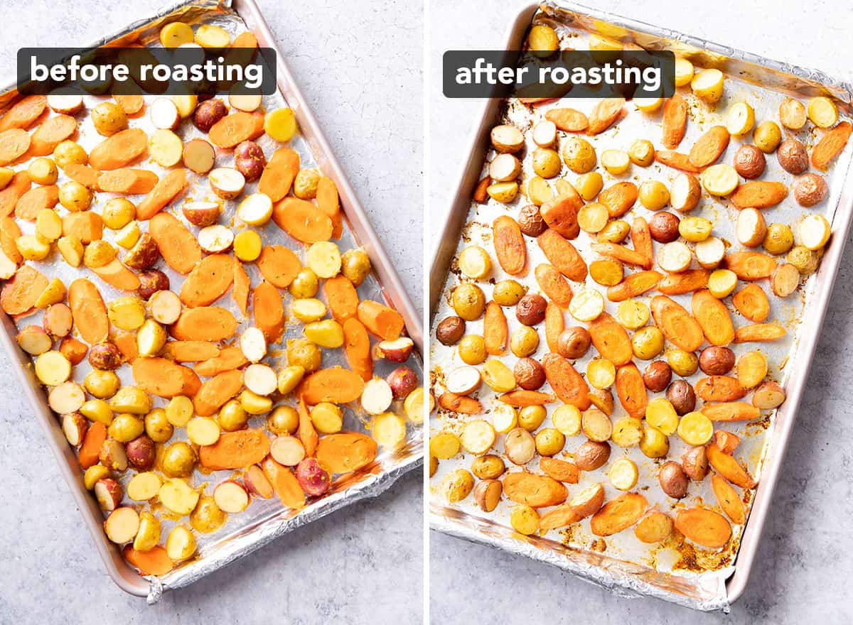 two photos showing how to make this recipe - before and after baking.