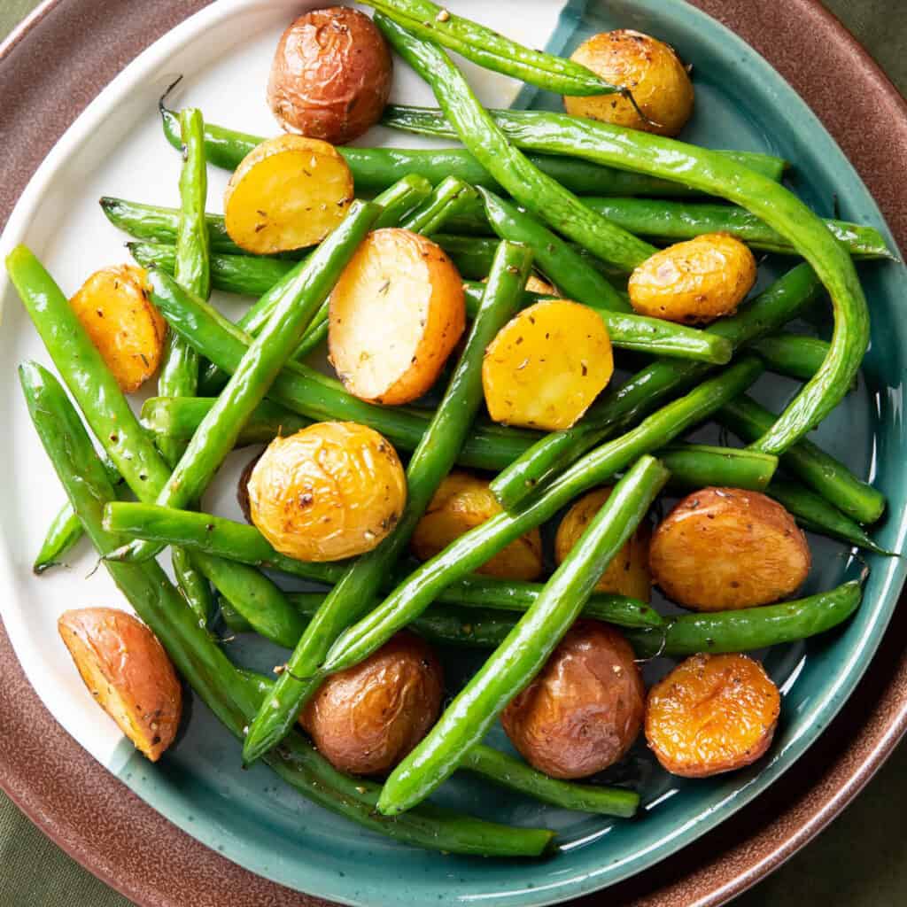 Roasted Green Beans and Potatoes Beaming Baker