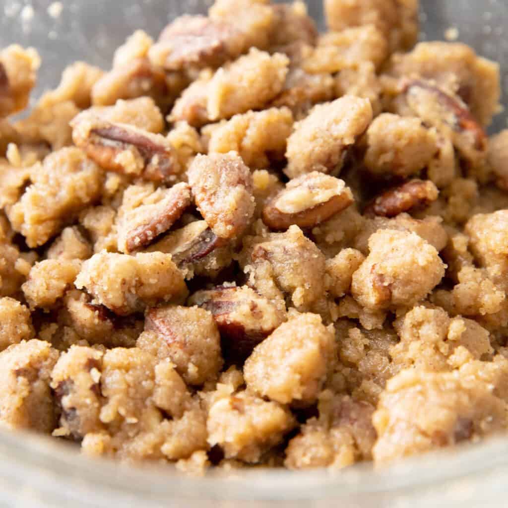 a closeup photo to show the texture of the crumbles