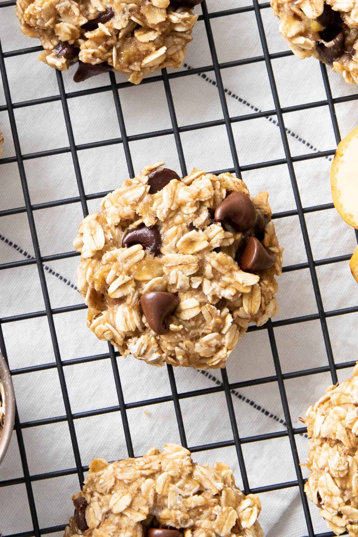 3 ingredient banana oatmeal cookies on a black and white backdrop