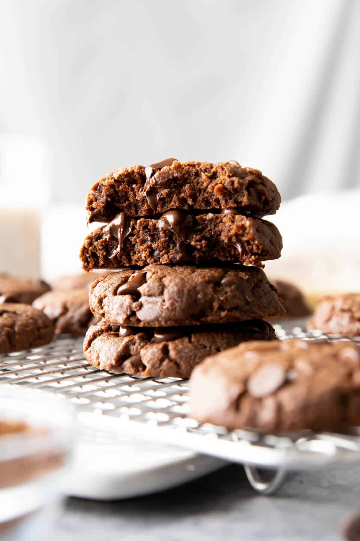 stack of baked goods with milk 