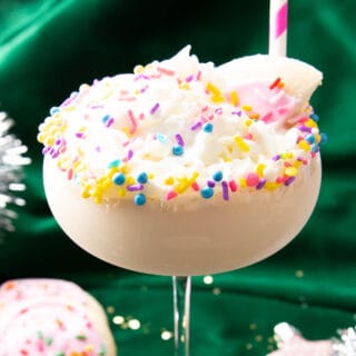 square photo of sugar cookie martini with sprinkles