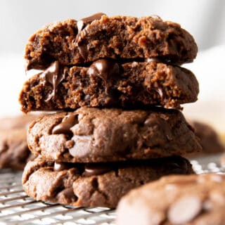 feature photo of dark chocolate chip cookies