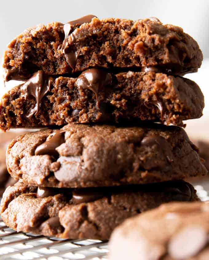 feature photo of dark chocolate chip cookies