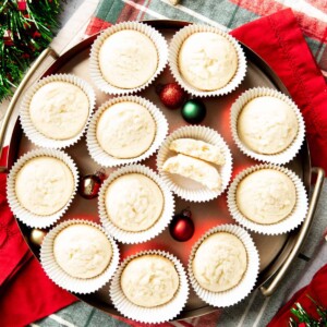 whipped shortbread cookies in a festive serving tray