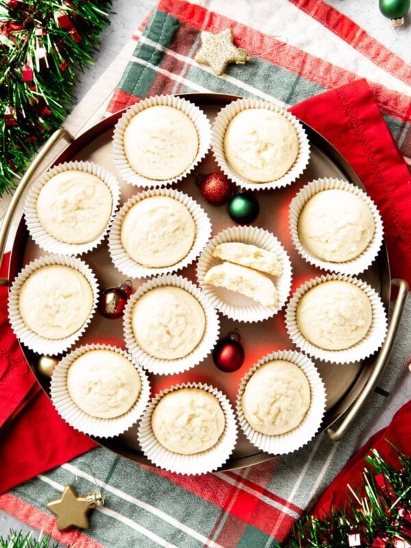 whipped shortbread cookies in a festive serving tray