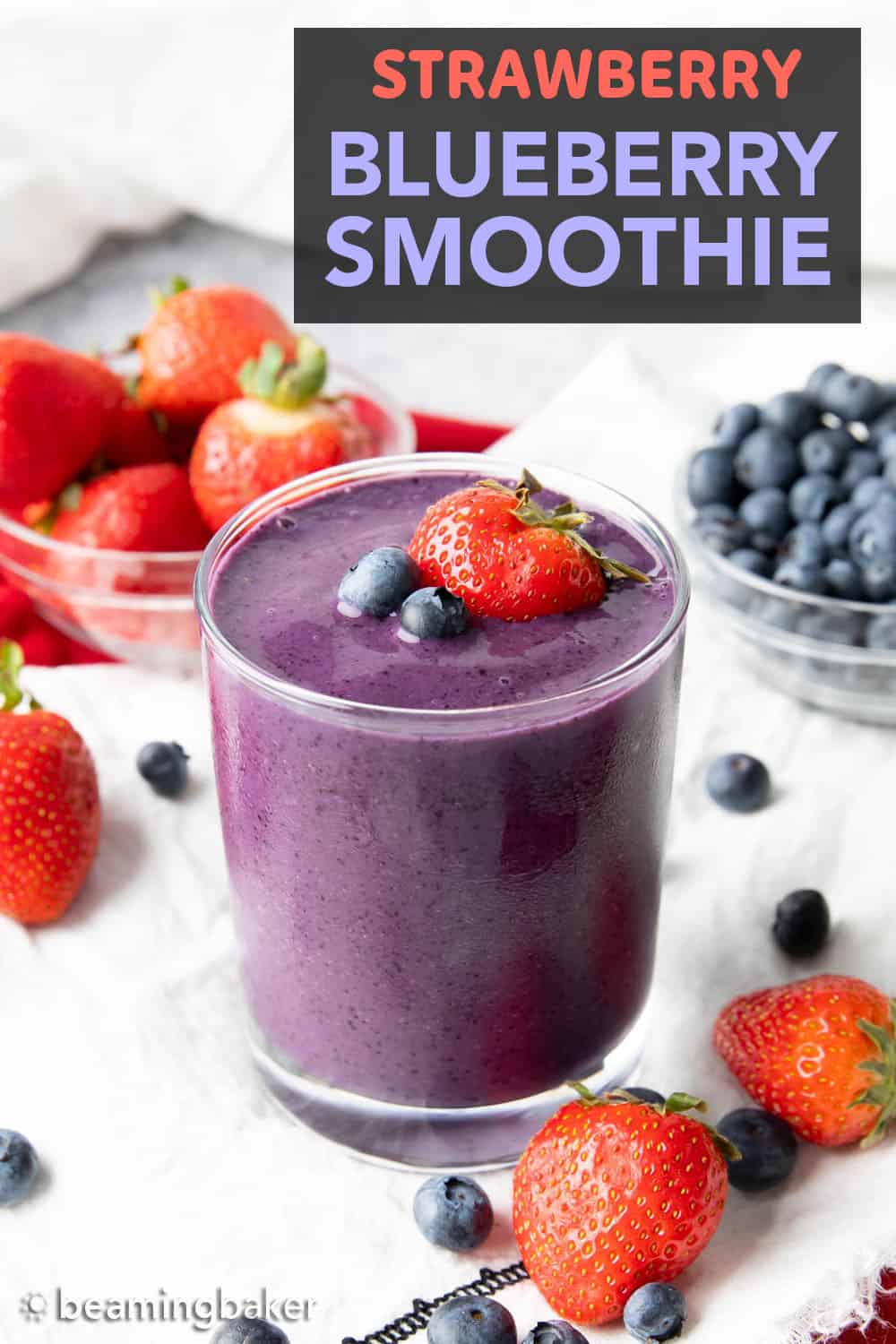 Strawberry Blueberry Smoothie - Beaming Baker