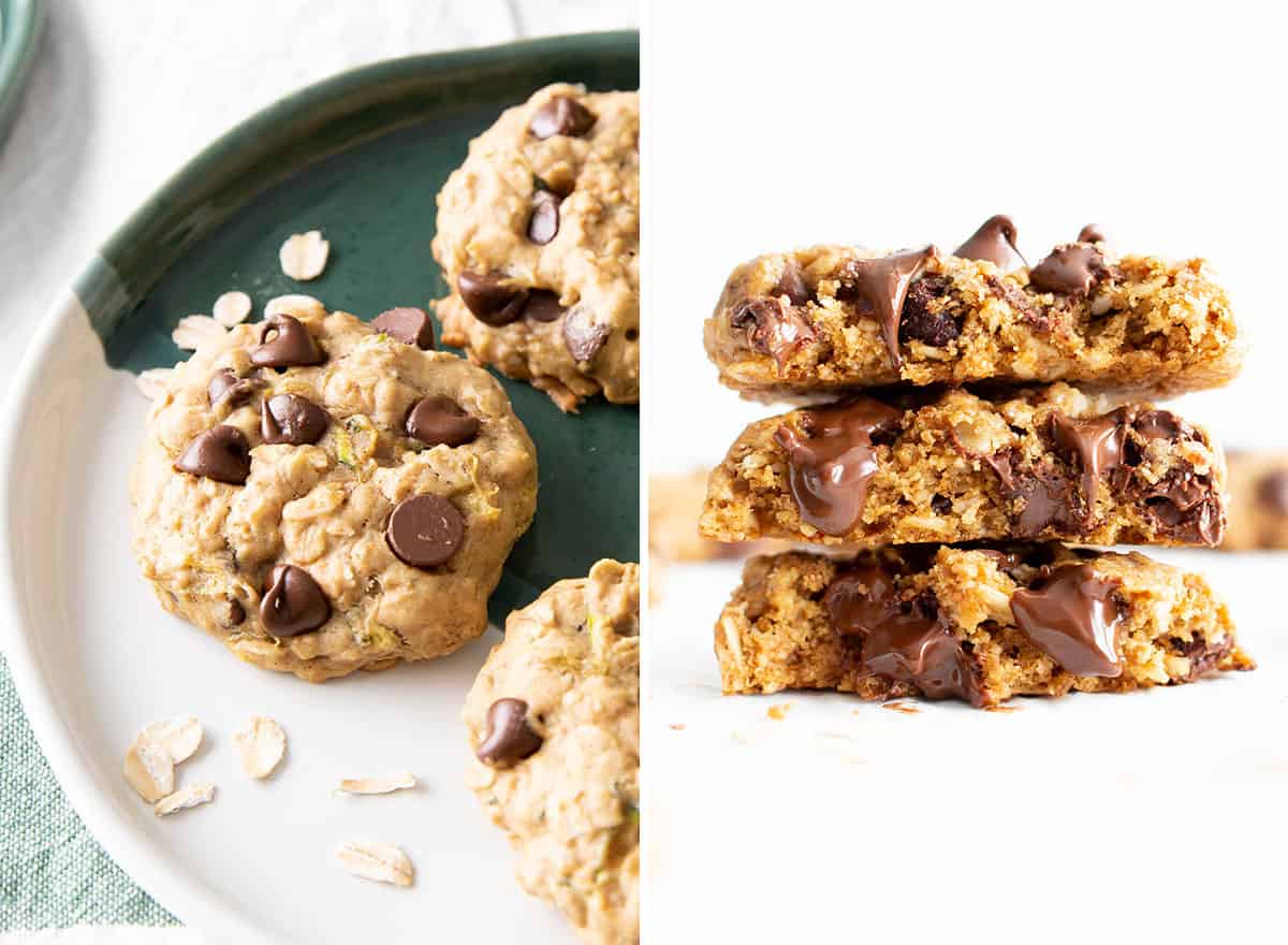 Two photos of Healthy Cookie recipes featuring oatmeal cookies