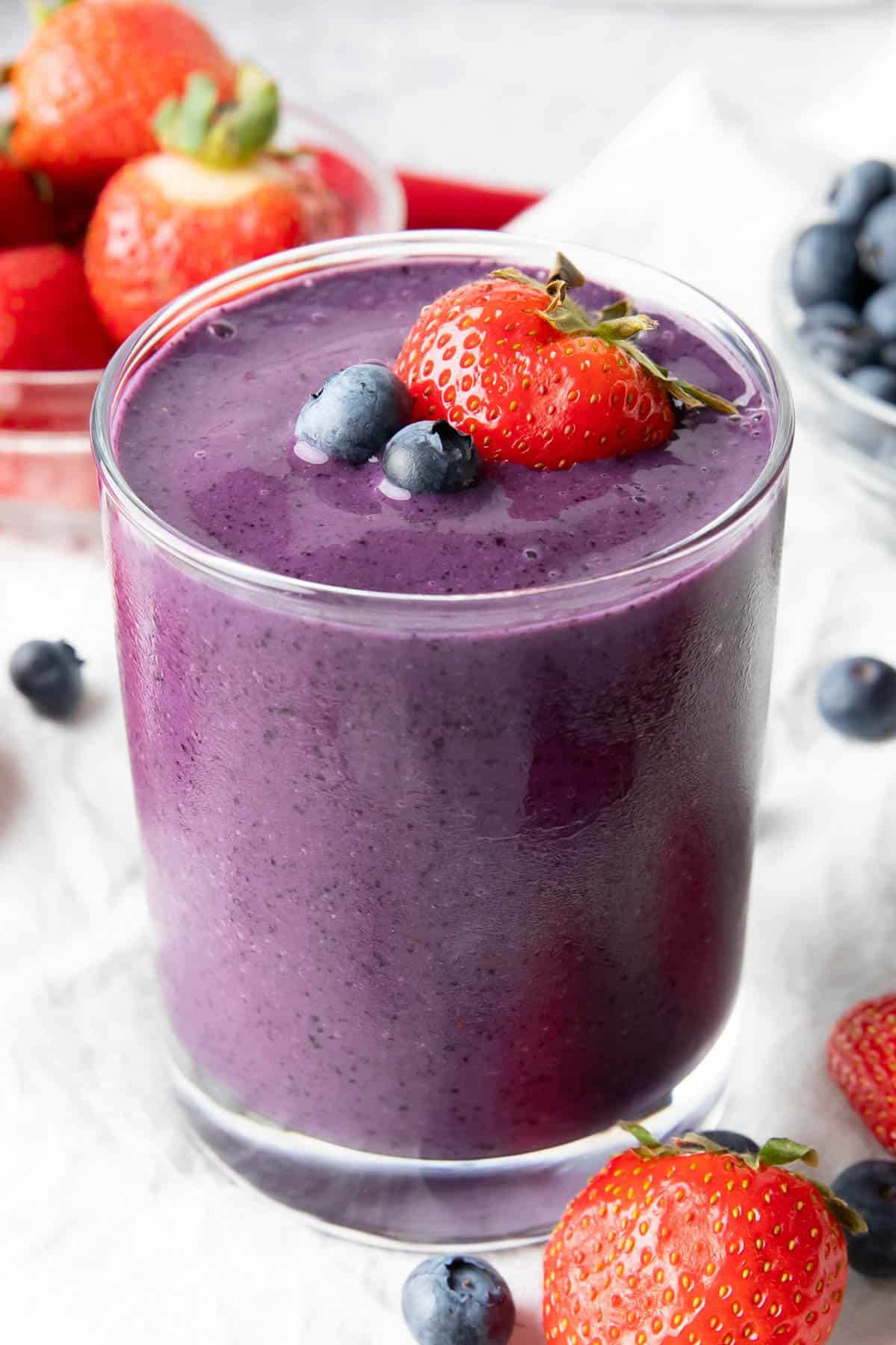 Strawberry Blueberry Smoothie in a glass