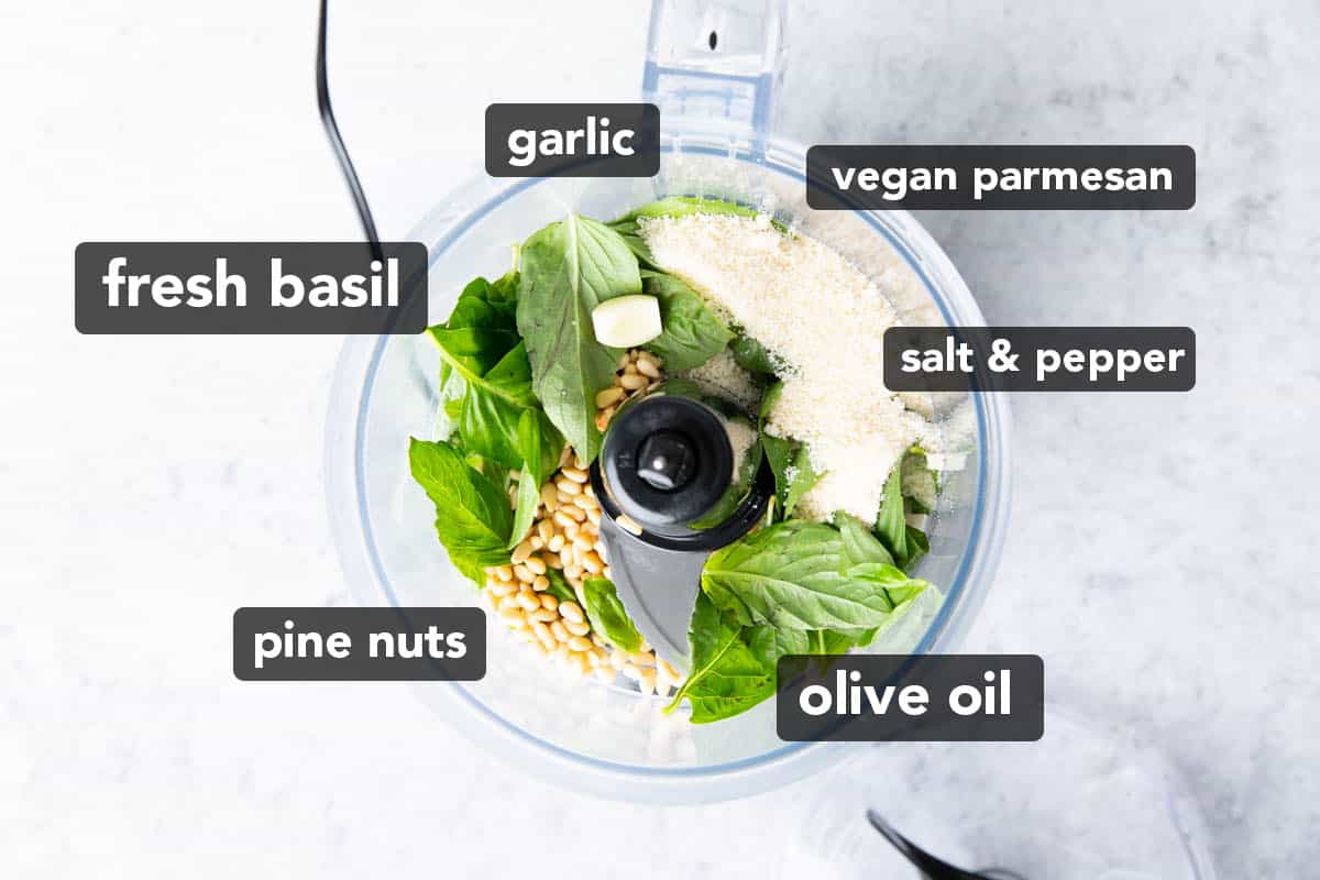 Vegan pesto ingredients labelled